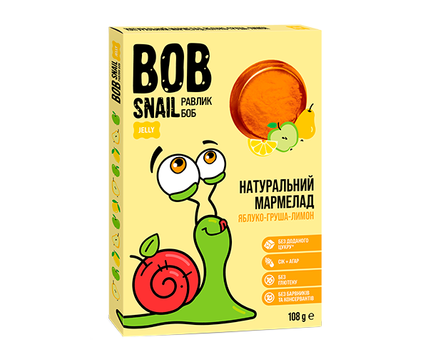 Мармелад Bob Snail Яблуко-груша-лимон 108 г - фото-1