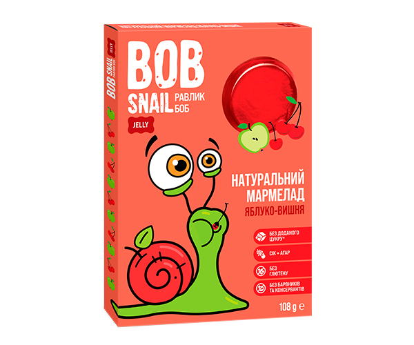 Мармелад Bob Snail Яблуко-Вишня 108 г - фото-1