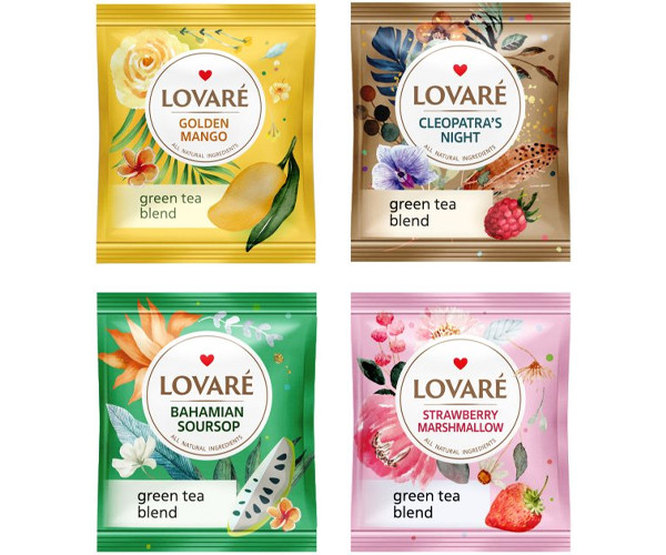 Зелений чай Lovare Асорти в пакетиках 32 шт - фото-3