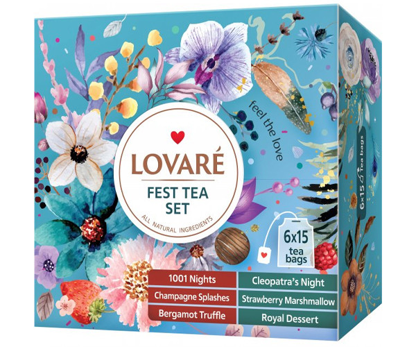 Колекція чаю Lovare Fest Tea Set у пакетиках 90 шт. - фото-1