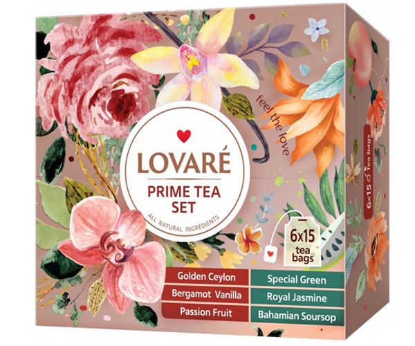 Колекція чаю Lovare Prime Tea Set у пакетиках 90 шт. - фото-1