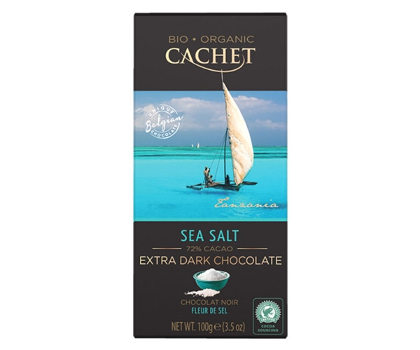 Екстра чорний шоколад Cachet 72% Морська Сіль Tanzania origin 100 г - фото-1