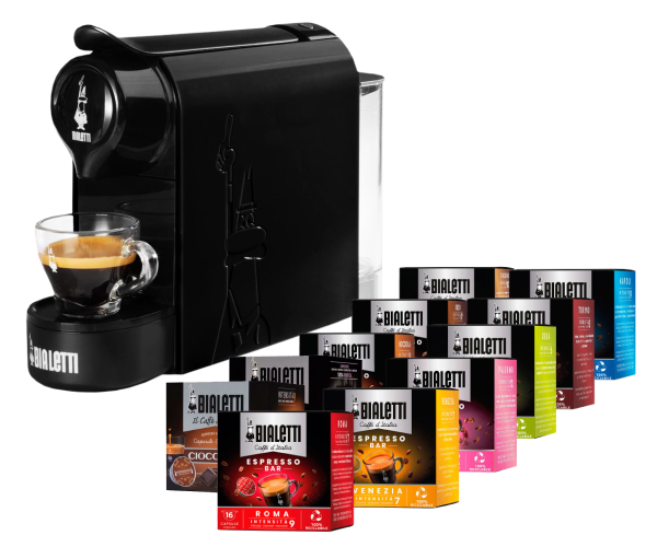 Набор Капсульная кофеварка Bialetti CF90 BLACK + Стартовый набор капсул Bialetti Orirginal (160 шт)