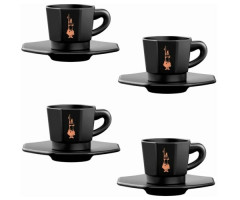 Набор чашек с блюдцем Bialetti Total Black 4 шт 75 мл