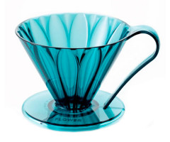 Пуровер CAFEC пластиковый Tritan Сone-Shaped Flower Dripper Cup 4 Сlear blue green на 1-4 чашки