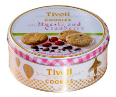 Печенье Tivoli Tin сливочное мюсли и клюква из темного шоколада 150 г