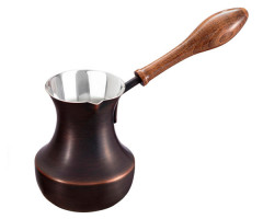 Турка медная ZH с деревянной ручкой патина 500 мл