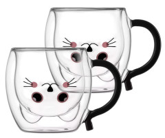 Набор чашек с ручками и двойными стенками Ardesto Animals AR2625BAR 2 шт 250 мл