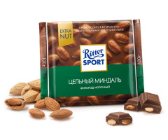 Молочний шоколад Ritter Sport Цілісний мигдаль 100 г - фото-1
