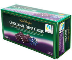 Чорний шоколад Maitre Truffout Thins Cassis Chocolate Чорна смородина 200 г - фото-1
