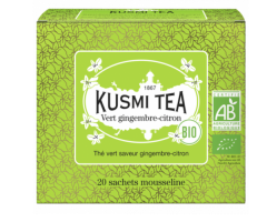 Зелений органічний чай Kusmi Tea Ginger-Lemon в пакетиках 20 шт - фото-1
