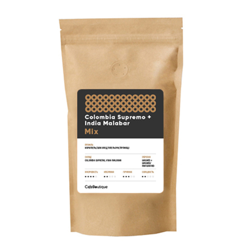 

Кофе CafeBoutique Colombia Supremo+India Malabar AA в зернах 1000 г