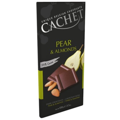 

Черный шоколад Cachet груша и Миндаль 100 г